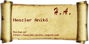 Heszler Anikó névjegykártya