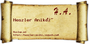 Heszler Anikó névjegykártya